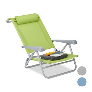 Relaxdays Folding Lounge Chair with Neck Pillow