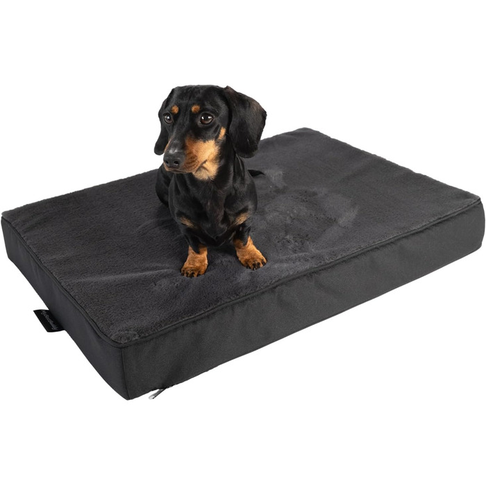 Ортопедична подушка для собак Преміум, сіра, 70x50 см, з повним шаром піни 8 см, зйомний чохол, 40°C, для алергіків