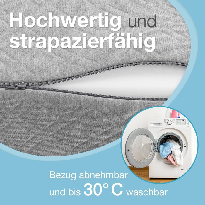 Подушка для ніг ELONEO з ефектом пам'яті (Memory Foam) для розвантаження та підняття ніг, знімний чохол, 68x40x16 см, сіра