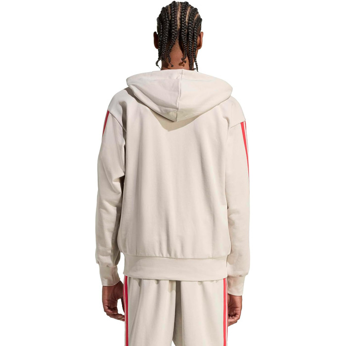 Чоловіча толстовка-худі Adidas Essential Three Stripes на блискавці з французьким махровим трикотажем (M, Wonder Alumina/Pure Ruby)