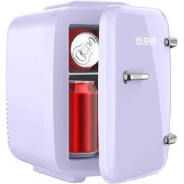 Міні-холодильник YASHE 4L: для косметики, напоїв, 220V/12V, охолодження та підігрів, білий/фіолетовий