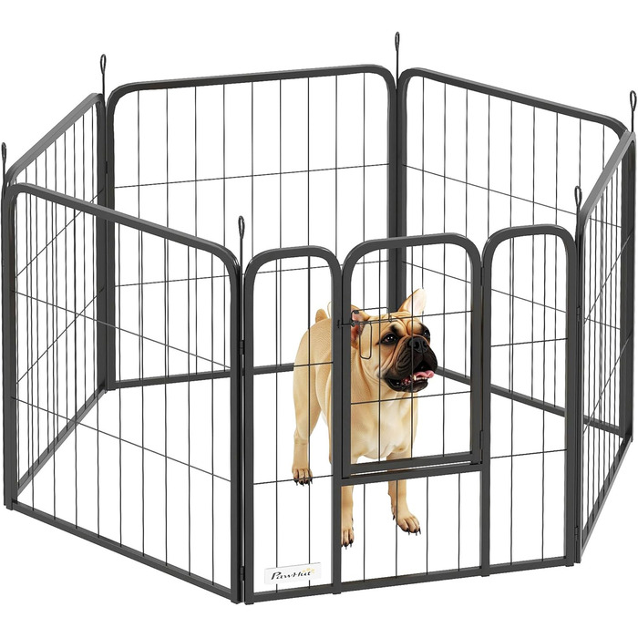PawHut Двір для собак, 6 панелей, загон для цуценят, 60 см, міцний огорожа для тренування тварин, для дому та саду, 56 x 60 см