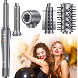 Професійний аірстайлер 5-в-1 з іонізацією, 110000 обертів/хв: фен, плойка, щітка для об'єму, випрямляч, автоматична плойка, подарункова коробка