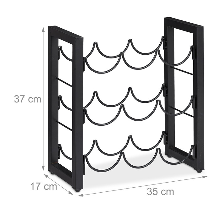 Relaxdays Black Wine Rack for 9 Bottles