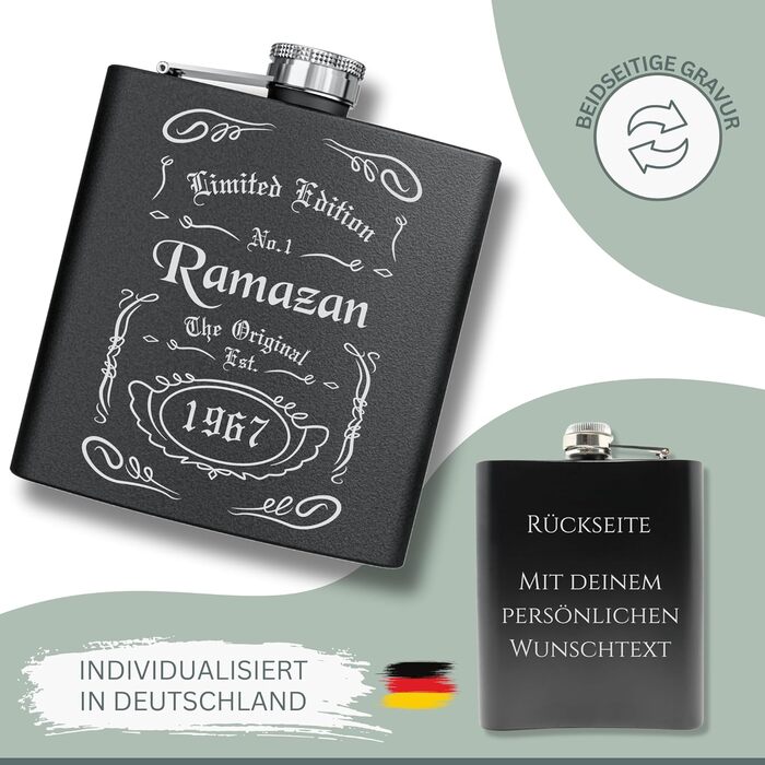 Персоналізований фляга з гравіюванням - подарунок на весілля та для чоловіків - фляга з нержавіючої сталі - подарунок для друга нареченого (Дизайн 2)