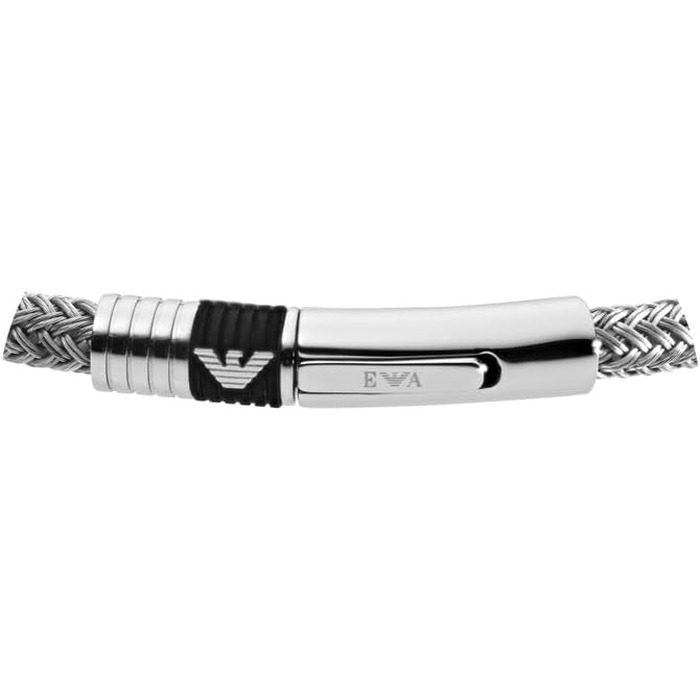 Браслет Emporio Armani чоловічий сталевий з застібкою-карабіном, слайдером або магнітом, матове срібло