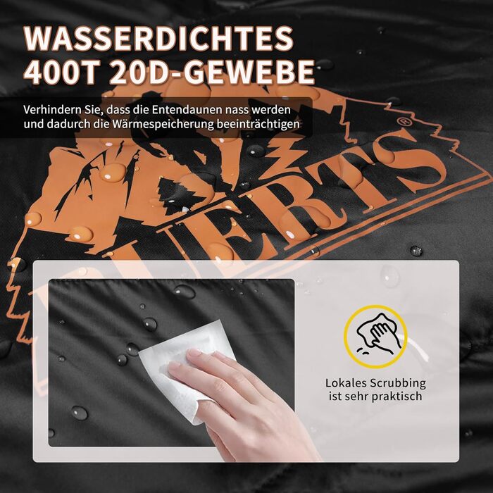 Спальний мішок зимовий, -24°C, чорний. Ultraleichter Mumien-Schlafsack для дорослих та підлітків, кемпінг, походи, трекінг