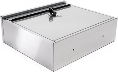 Поштова скринька Wiltec V12 сталева оцинкована срібляста з замком, оглядовим вікном та табличкою для імені (360x115x320 мм)