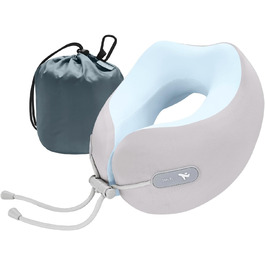 Подушка для шиї з Memory Foam, подушка для подорожей (літак, авто, поїзд, автобус, офіс), зручна підтримка голови та шиї, знімний чохол (Рожевий, Сірий)