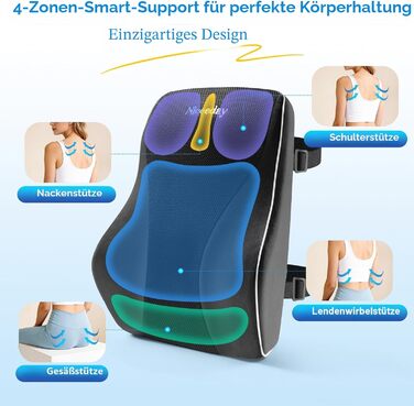Подушка для попереку Niceeday для офісного крісла та авто з піни Memory Foam, дихаюча 3D сітка, підтримка спини