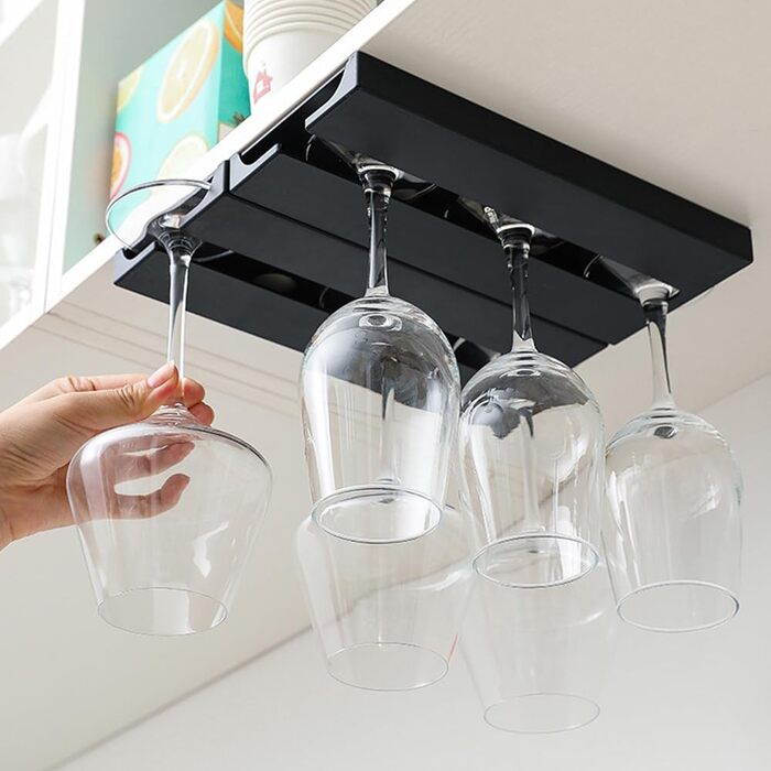 Тримачі для келихів вина Anicy (2 шт.) - підвісні, настінні, для кухні, бару, ресторану (чорний)