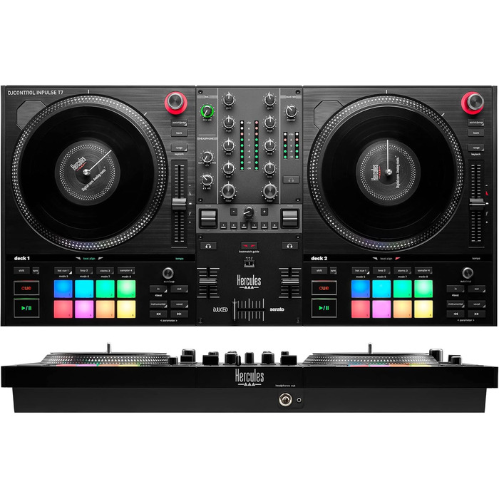 DJ контролер Hercules DJControl Inpulse T7 - чорний, 2-дековий, з моторизованими джеггами