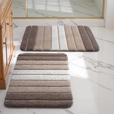 Килимок для ванної кімнати DEXI, 50 x 80 см, антиковзаюча поверхня, м'який, швидковисихаючий, для душу, ванни, (2 шт. 40 x 60 см, бежевий)