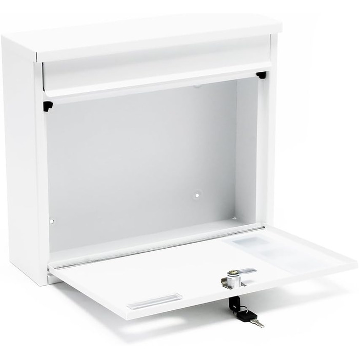 Поштова скринька Wiltec V12 біла, сталева оцинкована, з замком, оглядовим вікном та табличкою для імені 360x115x320 мм