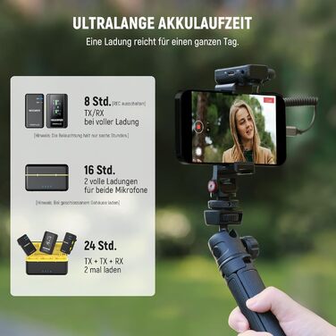 NEEWER CM28 Pro: Бездротове мікрофонний комплект (1RX+2TX) з кейсом для зарядки, 150м радіус дії, 48kHz/24Bit, шумозаглушення, сумісний з iPhone, iPad, Android, DJI, Insta360, PC, Mac