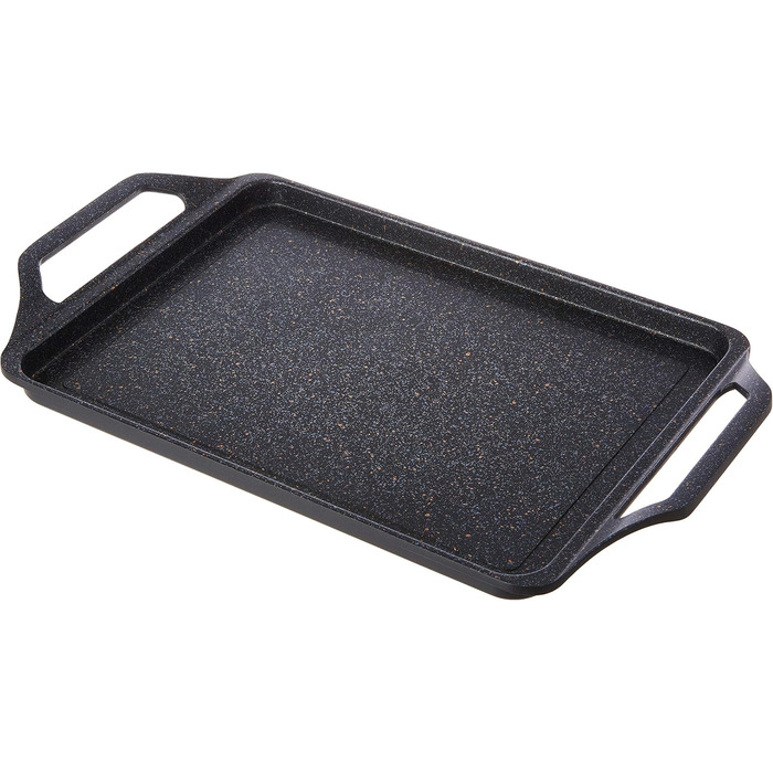Гриль-плита WECOOK! Ecochef Titan 43x25 см, алюмінієва, антипригарна, для індукції та всіх плит, знімні силіконові ручки, чорна