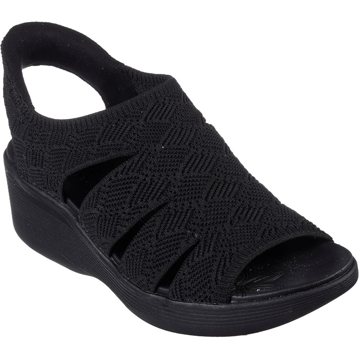 Босоніжки жіночі Skechers Pier-lite Memory Maker на танкетці, чорні (37 EU, широка ширина)