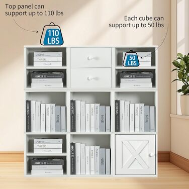 FUSUNBAO Magic DIY Cube Storage Organizer, Stackable Cubes for Home, Books, Clothes, Toys, Modular Storage System, Closet Organizer, Bookshelf, Closet (pure white)