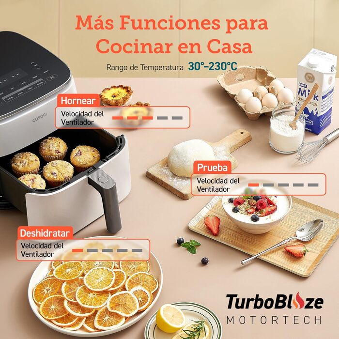 Фритюрниця електрична COSORI Turbo Blaze 6 л, мультипекарка 9-в-1, біла - смаження, запікання, сушіння