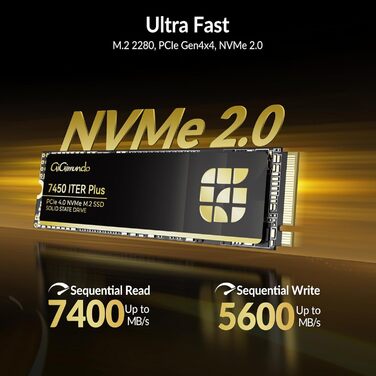 GiGimundo G7450ITERPlus 2TB SSD NVMe PCIe Gen4×4 - Внутрішній SSD диск 2280, 7100MB/s, 5000MB/s, 3D NAND TLC, сумісний з PS5 Pro