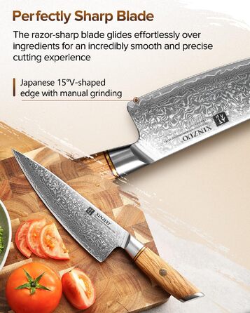 Професійний шеф-ніж XINZUO Lan Series Gyuto 21.2 см, кований дамаск із порошкової сталі (73 шари), ергономічна ручка з оливкового дерева