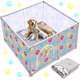 Клітка-манеж для тварин з нержавіючої сталі та міцного полотна, сіра та блакитна, для великих собак, котів, дрібних тварин