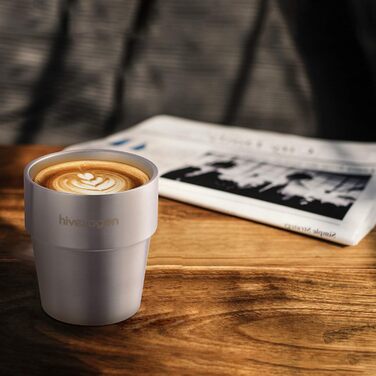Hivexagon 300ml Set of 8 Double-Walled Stainless Steel Cups - Ideal for Cold Drinks - Dishwasher Safe HG298