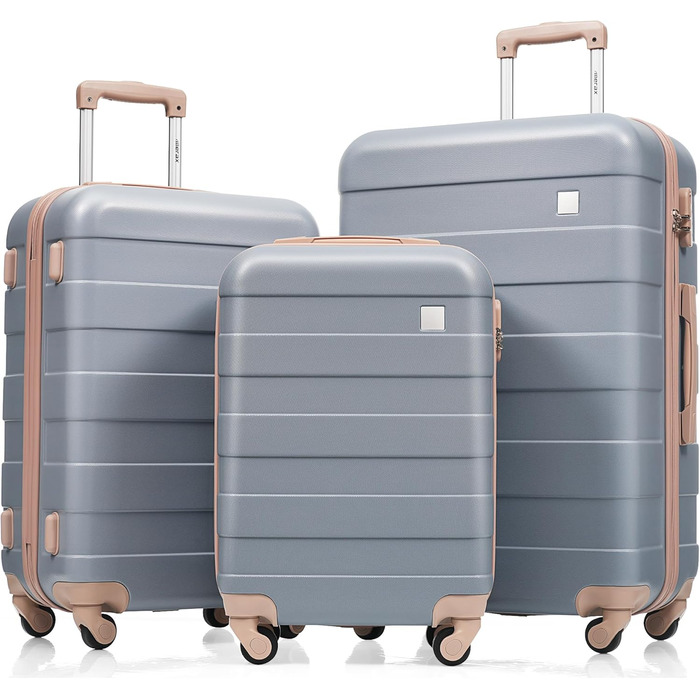 Набір валіз Merax 3 шт. з жорстким корпусом, 4 колеса, блакитний колір