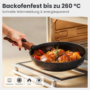 Набір посуду Dishdelight з антипригарним гранітним покриттям та знімними ручками, індукційний, з кришками (чорний)