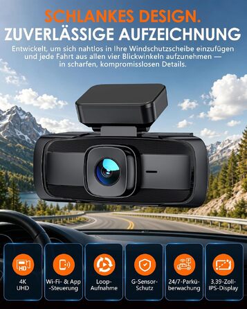 Автомобільний відеореєстратор iZEEKER 4K 4-канальний з WiFi 6, огляд 360°, 4K + 3×1080P