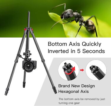 Штатив Manbily 63' з вуглецевого волокна з кульковою головкою 360° - монопод для подорожей, знімний хват, швидка пластина - штатив для DSLR Canon Nikon Sony YF-0 з хватом