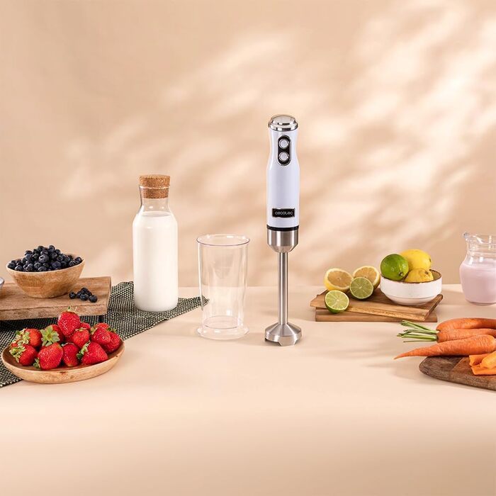Блендер Cecotec Stabmixer Power RetroBlue 1200MAX Cream&Crush, 1200 Вт, 2 швидкості, набір аксесуарів, захист від бризок