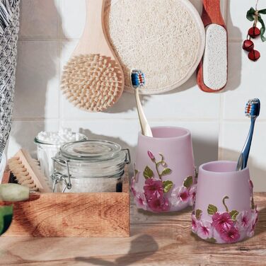 LUANT Bathroom Accessories Set, 5-Piece Bathroom Gift Set with Soap Dispenser, Pump, Toothbrush Holder, Cup, and Soap Dish, Durable Bathroom Set Decoration Ideas (Light Pink Color)