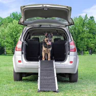 Рампа для собак у машину, складана, 90 кг, телескопічна, алюмінієва, з кліпсою, для великих собак, зелена (Shadow Gray)