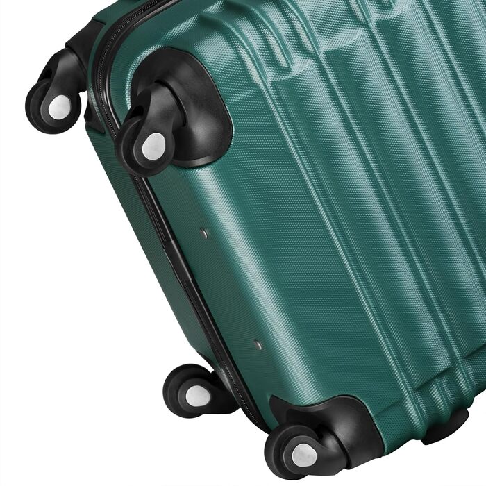 Набір валіз Zelsius 4 шт. Рожевий | ABS валізи з кодовим замком, 4 колеса та внутрішній роздільник | Ручна валіза, набір валіз 4 шт., роулер, велика валіза (петролево-зелений)