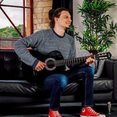 Класична гітара 3rd Avenue 4/4 з нейлоновими струнами, повний розмір, стартовий набір – синій (чорний)