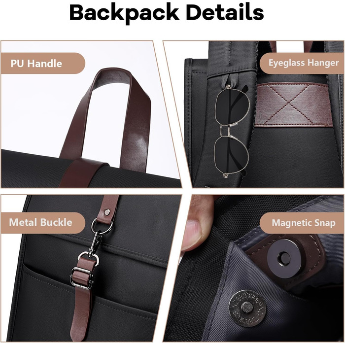 Рюкзак для ноутбука чоловічий/жіночий, 15.6 дюймів, з USB-портом, для подорожей, навчання, велосипеда (Чорний)