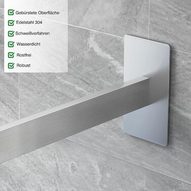 Тримач для рушників настінний без свердління, з нержавіючої сталі, подвійний, для ванної кімнати та кухні, сріблястий