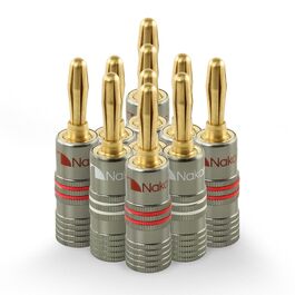 Бананові роз'єми Nakamichi Ultimate Series 24K позолочені берилієво-мідні конектори для акустичних кабелів 12-18 AWG, 4 мм, для HiFi колонок та підсилювачів, 10 шт (5 пар)