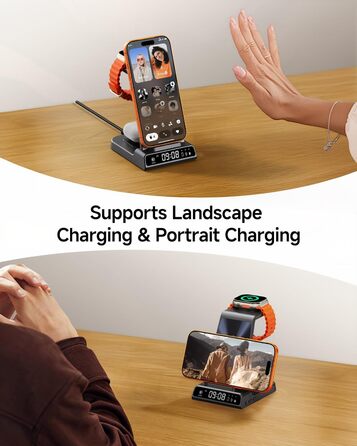 Бездротова зарядна станція 3-в-1 для Apple iPhone 16/15/14/13/12 Pro/Plus, Apple Watch Ultra 2/9/8/7/6/5, AirPods Pro/4/3/2 Tech-Grau