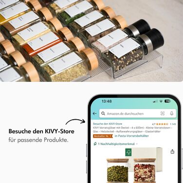 Скляні контейнери для зберігання KIVY з кришкою, 4 шт по 1200 мл - герметичні банки для продуктів, контейнери для кухні з бамбуковою кришкою