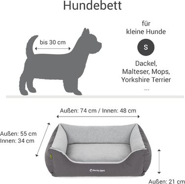 Ліжко для собак Doctor Bark Kleine Hunde - М'яке та зручне ліжечко для собак, миється, зносостійке, пухнасте - Зроблено в Німеччині, GreenLabel (S - 74x55 см, Сірий)