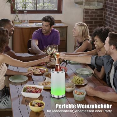 Elrigs Wine Cooler with Ambient RGB Touch Lamp | Bottle Cooler with 2 Cooling Pads for 750ml Champagne/Wine | Ideal as a Wine Gift for Women/Men | Wine Accessory for Party/Dinner