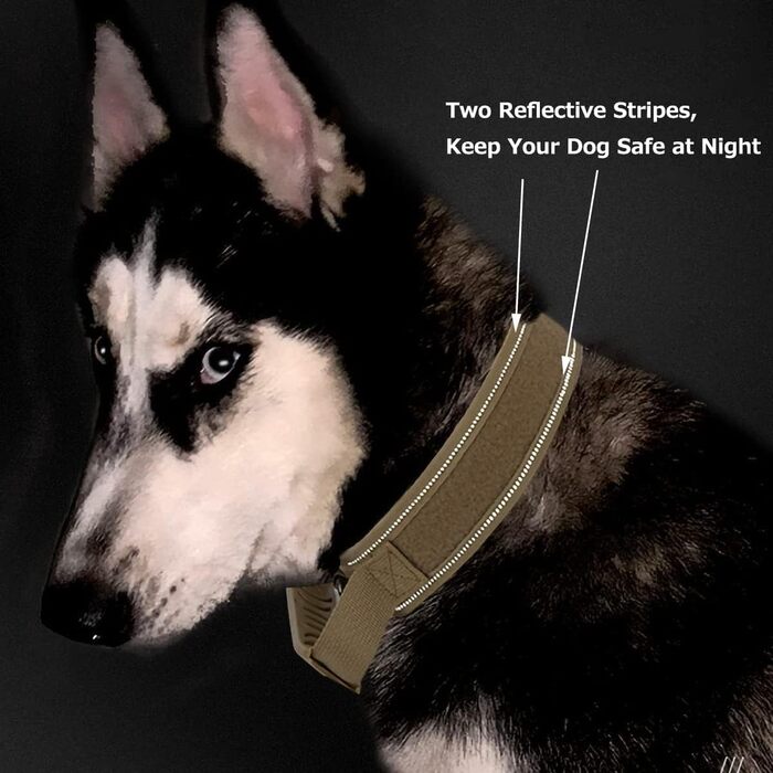 Персоналізоване тактичне нашийник для собак середніх та великих порід, нашийник з іменем та номером телефону (стиль B)