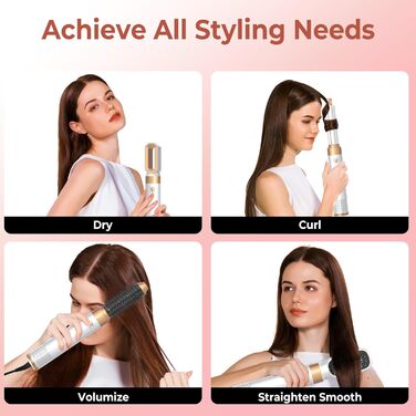 Набір для укладки волосся 5 в 1, Air Styler: фен-щітка, плойка для локонів, автоматична завивка, білий