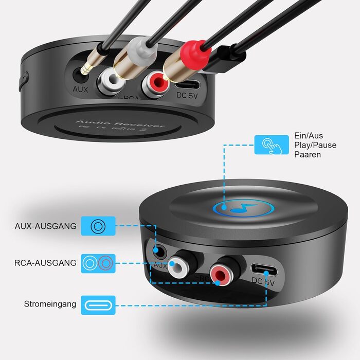 Bluetooth 5.2 адаптер для стереосистеми: AUX, RCA, HiFi, Lossless, низька затримка