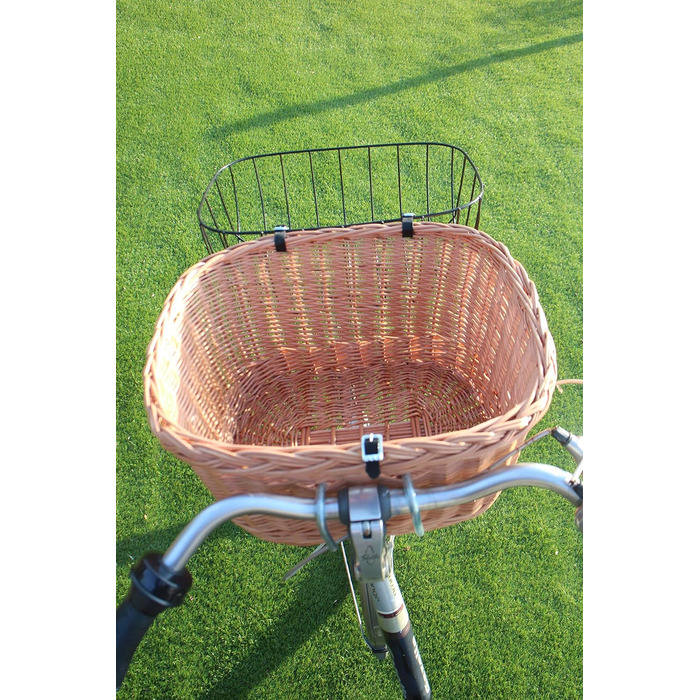 Корзина для собак на кермо велосипеда з ротангу з металевою сіткою та подушкою XL або XXL. Ротангкова корзина для собак, корзина на кермо, кошик для покупок (XL з подушкою) (XL без подушки)