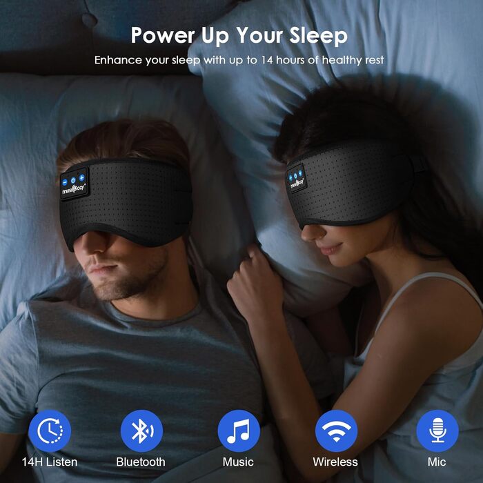 Маска для сну Musicozy з навушниками Bluetooth | 100% затемнення, для подорожей, релаксації | Подарунок для чоловіків та жінок