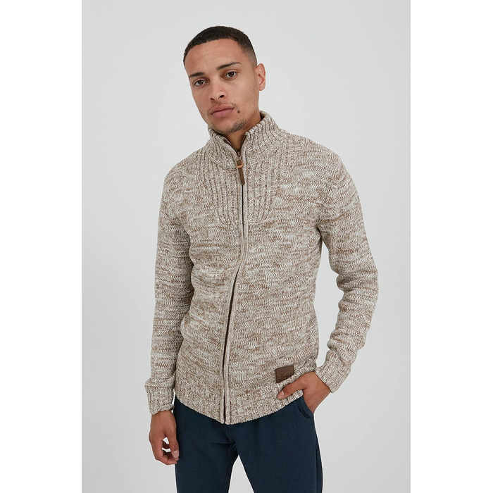 Чоловічий кардиган SDPomeroy з грубого трикотажу з коміром-стійкою та блискавкою, 100% бавовна, Regular fit (XL, Dune (5409))