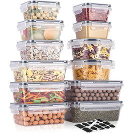Набір контейнерів для зберігання продуктів 24 шт. з кришкою, герметичні, для кухні, 1L/0.84L/0.7L/0.55L/0.35L